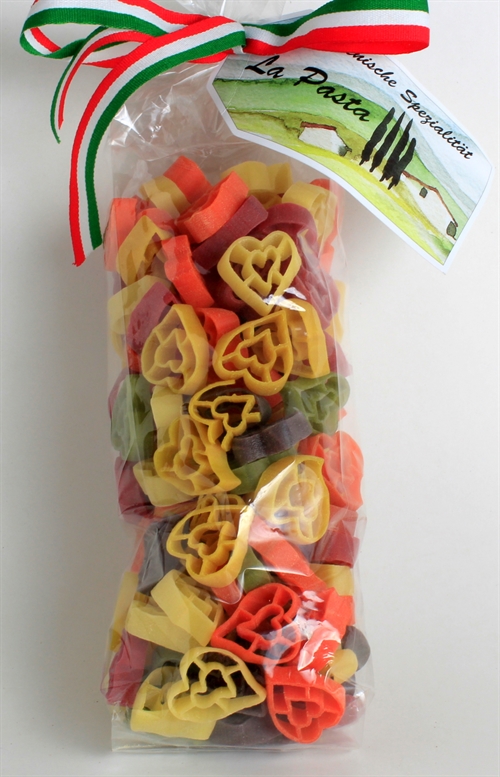 Pasta hjerter - flere farver 250g