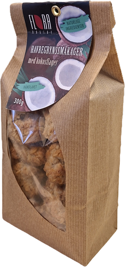 Havregrynssmåkager m. kokos 300 g.